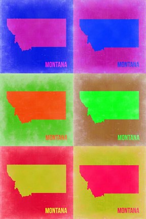Framed Montana Pop Art Map 2 Print