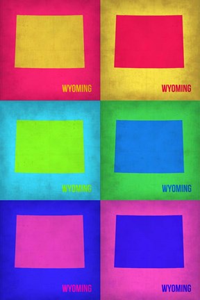 Framed Wyoming Pop Art Map 1 Print