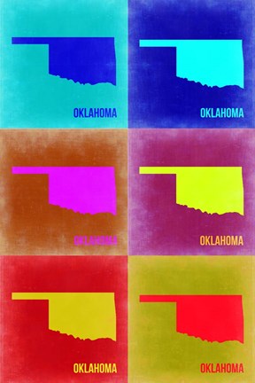 Framed Oklahoma Pop Art Map 2 Print