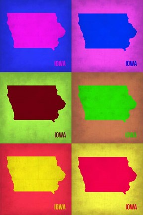 Framed Iowa Pop Art Map 2 Print