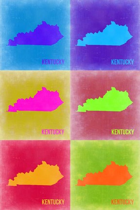 Framed Kentucky Pop Art Map 2 Print
