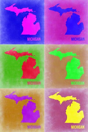 Framed Michigan Pop Art Map 2 Print