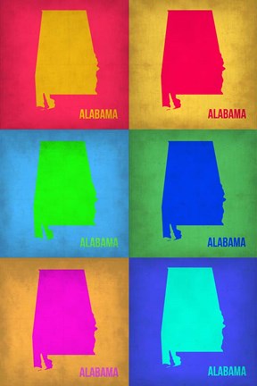 Framed Alabama Pop Art Map 1 Print