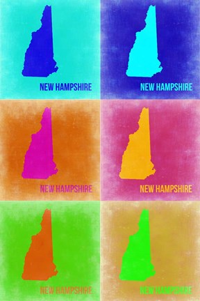 Framed New Hampshire Pop Art Map 2 Print