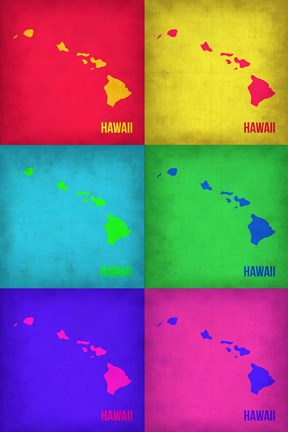 Framed Hawaii Pop Art Map 1 Print