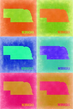 Framed Nebraska Pop Art Map 2 Print