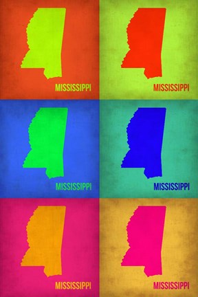 Framed Mississippi Pop Art Map 1 Print