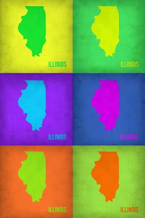 Framed Illinois Pop Art Map 1 Print
