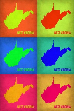 Framed West Virginia Pop Art Map 1 Print