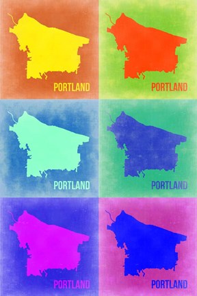 Framed Portland Pop Art Map 3 Print