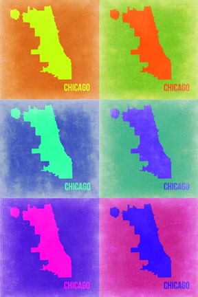 Framed Chicago Pop Art Map 3 Print