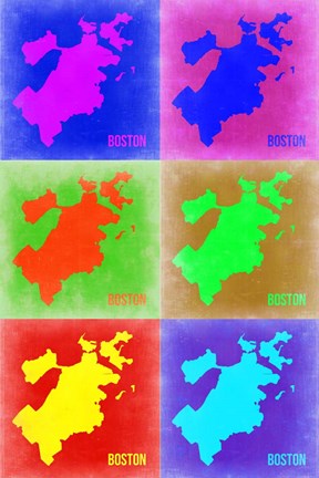Framed Boston Pop Art Map 3 Print