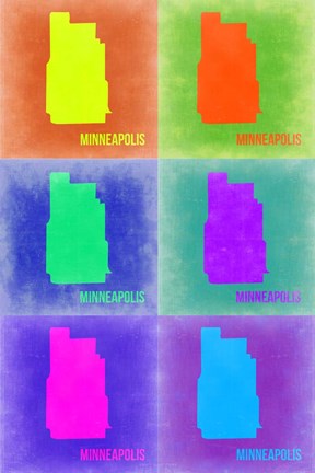 Framed Minneapolis Pop Art Map 3 Print