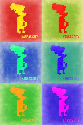 Framed Kansas City Pop Art Map 3 Print
