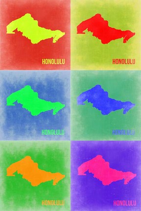 Framed Honolulu  Pop Art Map 3 Print