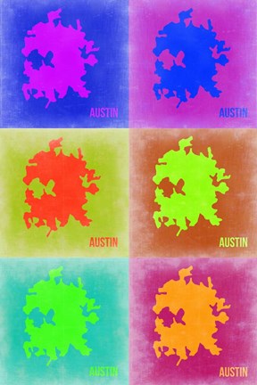 Framed Austin Pop Art Map 3 Print