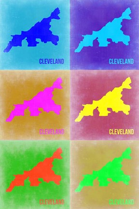 Framed Cleveland Pop Art Map 3 Print