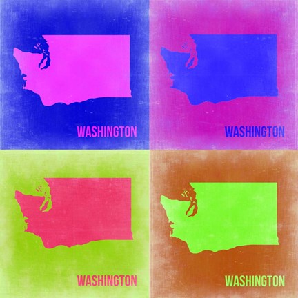 Framed Washington Pop Art Map 2 Print