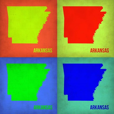 Framed Arkansas Pop Art Map 1 Print