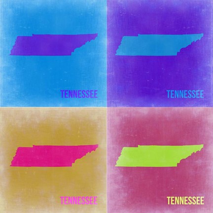Framed Tennesse Pop Art Map 2 Print
