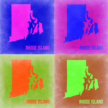 Framed Rhode Island Pop Art Map 2 Print