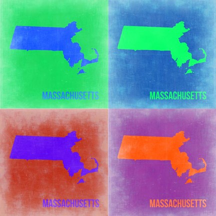 Framed Massachusetts Pop Art Map 2 Print