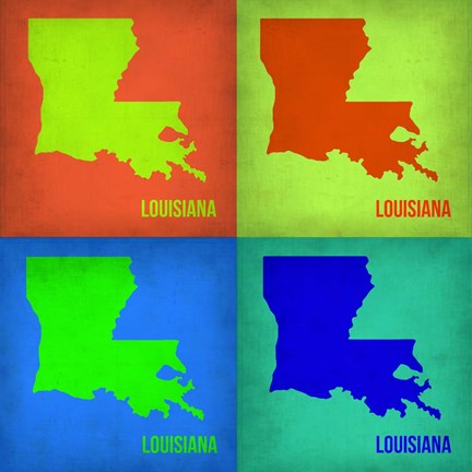 Framed Louisiana Pop Art Map 1 Print