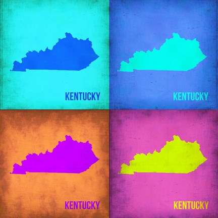 Framed Kentucky Pop Art Map 1 Print
