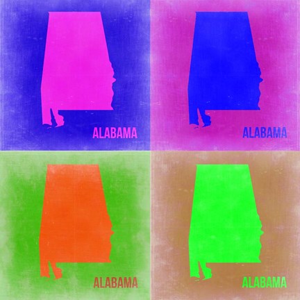 Framed Alabama Pop Art Map 2 Print