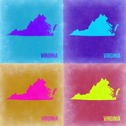 Framed Virginia Pop Art Map 2 Print