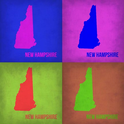 Framed New Hampshire Pop Art Map 1 Print
