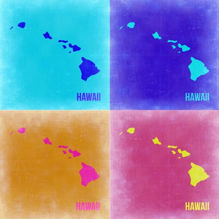 Framed Hawaii Pop Art Map 2 Print