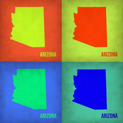 Framed Arizona Pop Art Map 1 Print