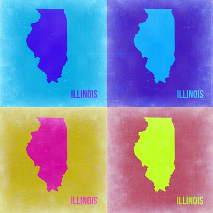 Framed Illinois Pop Art Map 2 Print