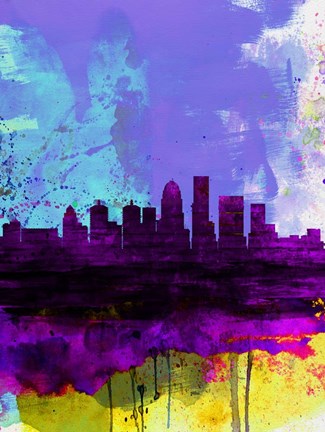 Framed Louisville Watercolor Skyline Print