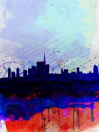 Framed Milan Watercolor Skyline Print