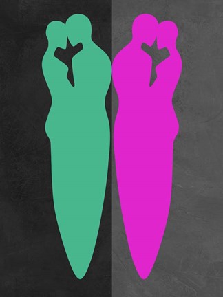 Framed Green and Purple Kiss Print