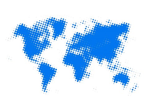 Framed Blue Dotted World Map Print