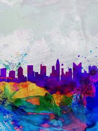 Framed Columbus Watercolor Skyline Print
