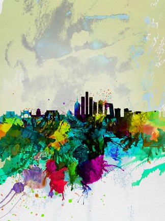 Framed Beijing Watercolor Skyline Print