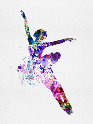 Framed Flying Ballerina Watercolor 1 Print