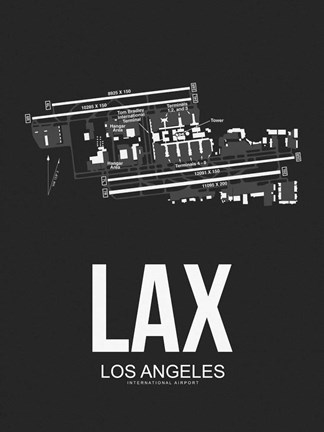 Framed LAX Los Angeles Airport Black Print