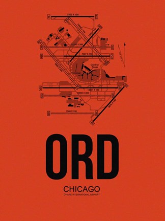 Framed ORD Chicago Airport Orange Print