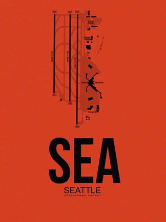 Framed SEA Seattle Airport Orange Print