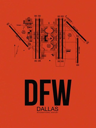 Framed DFW Dallas Airport Orange Print