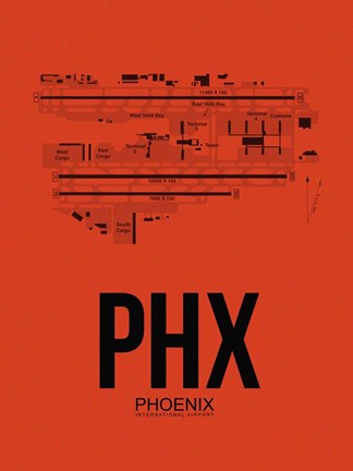 Framed PHX Phoenix Airport Orange Print