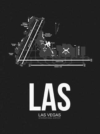 Framed LAS Las Vegas Airport Black Print