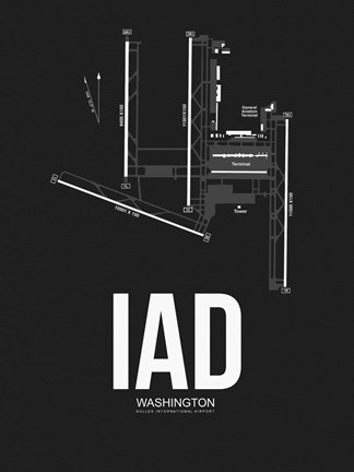 Framed IAD Washington Airport Black Print