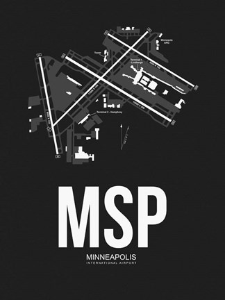 Framed MSP Minneapolis Airport Black Print