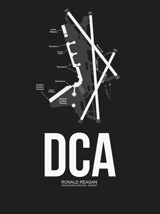 Framed DCA Washington Airport Black Print